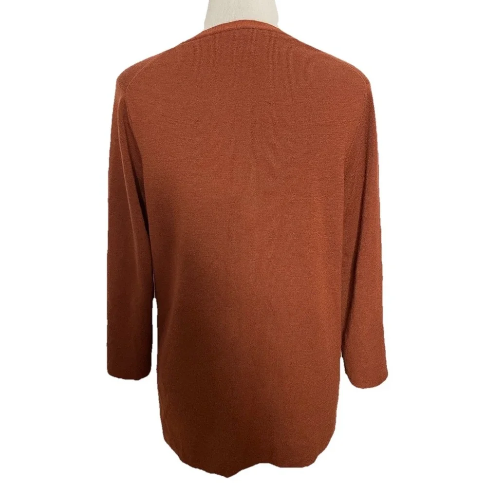 Eileen Fisher Brown Merino Wool V Neck L Pullover Sweater Medium Capsule Classic